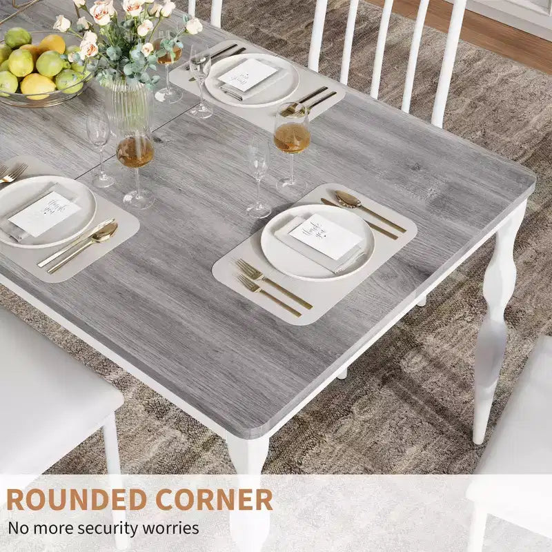 Table à manger rectangulaire, table de cuisine rustique de style ferme avec grand plateau, longue table de salle à manger en bois, table de dînette et de réception pour fêtes