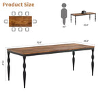 Table à manger rectangulaire, table de cuisine rustique de style ferme avec grand plateau, longue table de salle à manger en bois, table de dînette et de réception pour fêtes