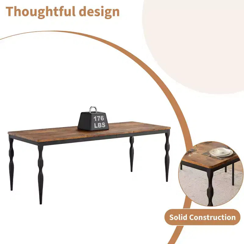 Table à manger rectangulaire, table de cuisine rustique de style ferme avec grand plateau, longue table de salle à manger en bois, table de dînette et de réception pour fêtes