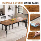 Table à manger rectangulaire, table de cuisine rustique de style ferme avec grand plateau, longue table de salle à manger en bois, table de dînette et de réception pour fêtes