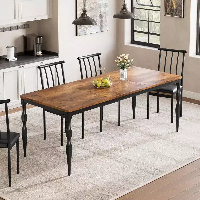 Table à manger rectangulaire, table de cuisine rustique de style ferme avec grand plateau, longue table de salle à manger en bois, table de dînette et de réception pour fêtes