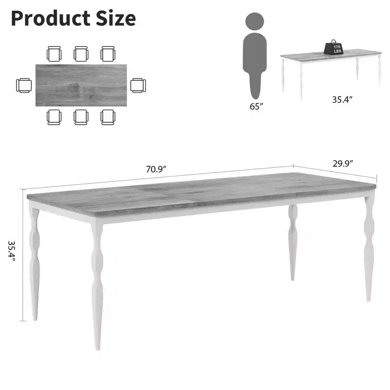 Table à manger rectangulaire, table de cuisine rustique de style ferme avec grand plateau, longue table de salle à manger en bois, table de dînette et de réception pour fêtes