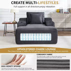 67 Chaise Longue en Velours Côtelé, Accoudoirs de 9,9 po, Fauteuil Inclinable à Siège Profond, Canapé-Lit Sans Cadre Convertible avec 2 Oreillers