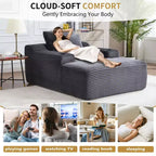67 Chaise Longue en Velours Côtelé, Accoudoirs de 9,9 po, Fauteuil Inclinable à Siège Profond, Canapé-Lit Sans Cadre Convertible avec 2 Oreillers
