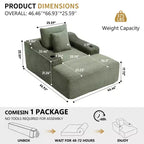 67 Chaise Longue en Velours Côtelé, Accoudoirs de 9,9 po, Fauteuil Inclinable à Siège Profond, Canapé-Lit Sans Cadre Convertible avec 2 Oreillers