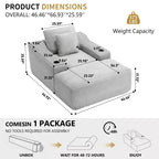 67 Chaise Longue en Velours Côtelé, Accoudoirs de 9,9 po, Fauteuil Inclinable à Siège Profond, Canapé-Lit Sans Cadre Convertible avec 2 Oreillers