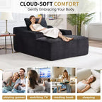 67 Chaise Longue en Velours Côtelé, Accoudoirs de 9,9 po, Fauteuil Inclinable à Siège Profond, Canapé-Lit Sans Cadre Convertible avec 2 Oreillers