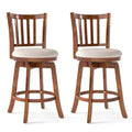 Costway 25'' Swivel Counter Barstools Set of 2 w/Backrest & Upholstered Seat Footrest