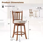 Tabourets de bar pivotants Costway 25 po (ensemble de 2) avec dossier, siège rembourré et repose-pieds