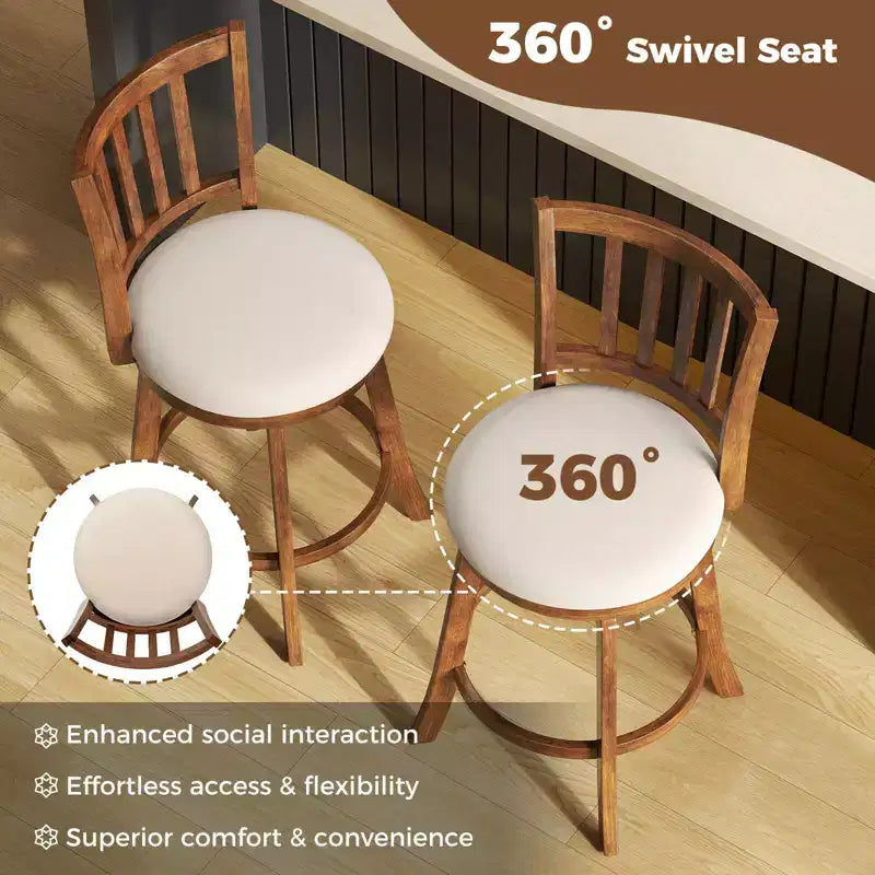 Tabourets de bar pivotants Costway 25 po (ensemble de 2) avec dossier, siège rembourré et repose-pieds
