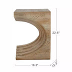 Table d'appoint sculpturale arquée GDFStudio Taehyung moderne en béton léger avec finition aspect travertin