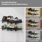 Étagères murales de garage, lot de 2 étagères de rangement robustes en acier 2x6 pieds, noires, pour l'organisation de garage et de sous-sol