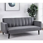 Whisen 72 Velvet Convertible Futon Sofa Bed, Full Out Twin Sleeper Couch - Grey