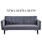Canapé-lit futon convertible en velours Whisen 72, lit double ou simple – Gris