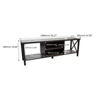 Meuble TV en bois AndMakers de 148 cm de large avec 4 étagères de rangement, convient aux téléviseurs jusqu'à 65 po.