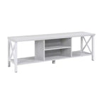 Meuble TV en bois AndMakers de 148 cm de large avec 4 étagères de rangement, convient aux téléviseurs jusqu'à 65 po.