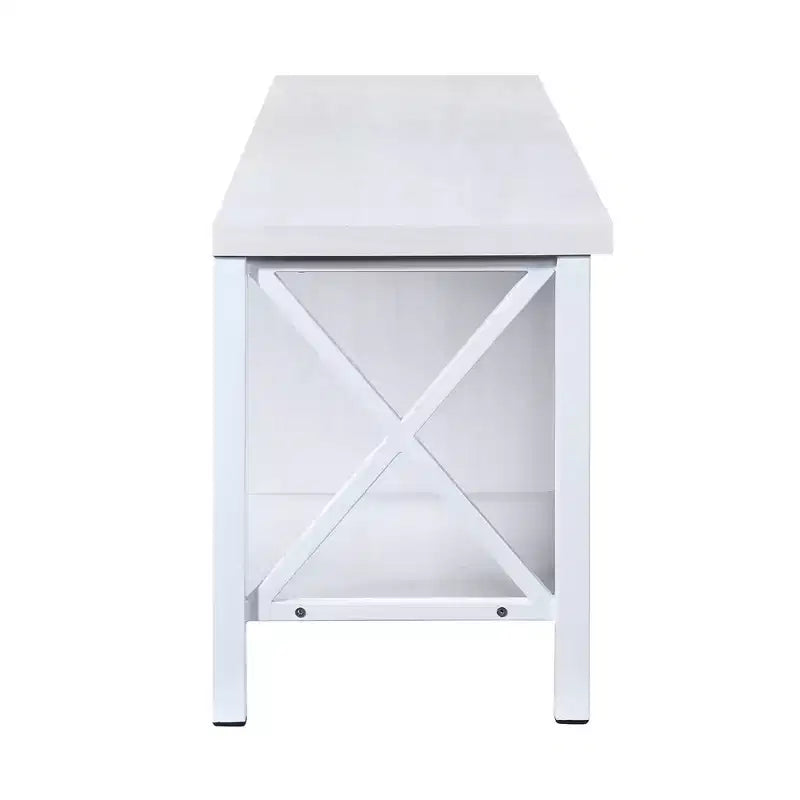 Meuble TV en bois AndMakers de 148 cm de large avec 4 étagères de rangement, convient aux téléviseurs jusqu'à 65 po.