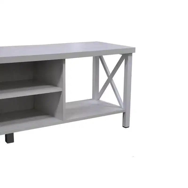 Meuble TV en bois AndMakers de 148 cm de large avec 4 étagères de rangement, convient aux téléviseurs jusqu'à 65 po.