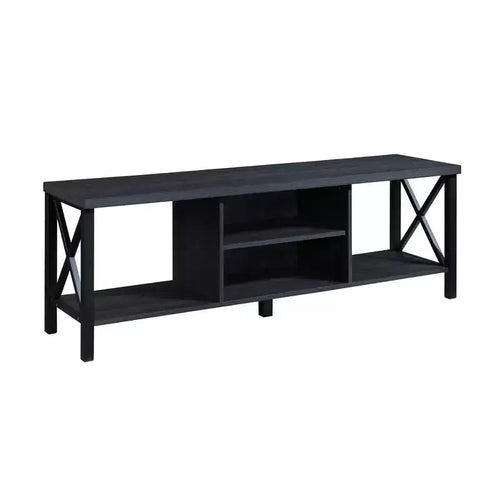 Meuble TV en bois AndMakers de 148 cm de large avec 4 étagères de rangement, convient aux téléviseurs jusqu'à 65 po.