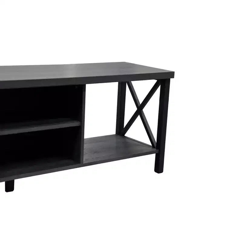 Meuble TV en bois AndMakers de 148 cm de large avec 4 étagères de rangement, convient aux téléviseurs jusqu'à 65 po.