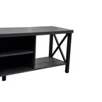 Meuble TV en bois AndMakers de 148 cm de large avec 4 étagères de rangement, convient aux téléviseurs jusqu'à 65 po.