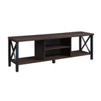 Meuble TV en bois AndMakers de 148 cm de large avec 4 étagères de rangement, convient aux téléviseurs jusqu'à 65 po.