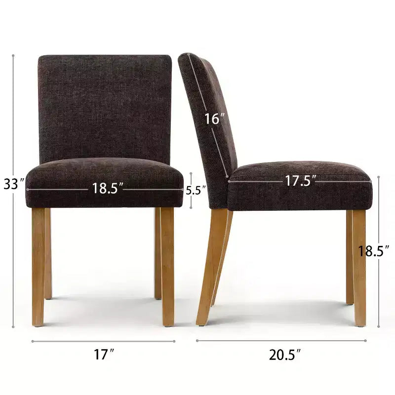 Chaises de salle à manger style ferme moderne, lot de 4, chaises d'appoint Parsons rembourrées en tissu texturé tissé avec pieds en bois massif - Panipeachy