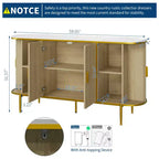 Buffet de rangement de 150 cm avec portes cannelées, pieds en métal, plateau aspect marbre, style Mid-Century Moderne, pour salle à manger