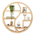 Vintiquewise Round Bamboo Wall Shelf with 3-Tier Wooden Display, Boho Circle Hanging Shelf for Living Room, Bedroom & Home Decor