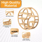 Étagère murale ronde en bambou Vintiquewise avec présentoir en bois à 3 niveaux, étagère suspendue bohème pour salon, chambre et décoration intérieure