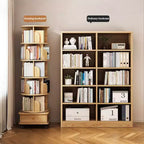 VIYET 68 Étagère rotative à 360° à 6 niveaux, tour en MDF couleur bois avec roulettes et tiroir (rangement peu encombrant pour la maison/le bureau)
