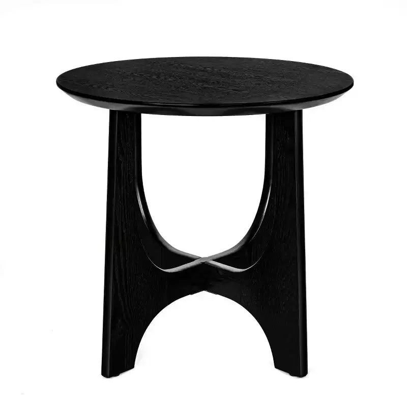 Table d'appoint ronde moderne de 63,5 cm avec finition bois, table d'appoint à pieds croisés pour salon ou petits espaces - Panipeachy
