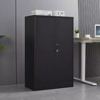 MAYEERTY Armoire de rangement pliable en métal noir avec serrure, étagère réglable pour la maison, le bureau, l'école, le garage