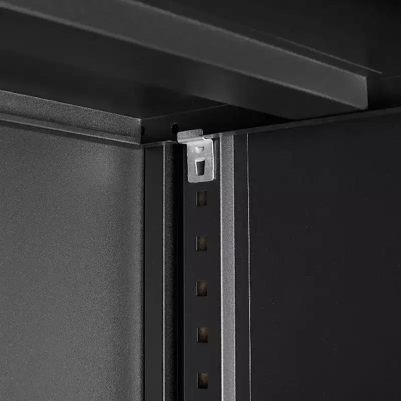 MAYEERTY Armoire de rangement pliable en métal noir avec serrure, étagère réglable pour la maison, le bureau, l'école, le garage