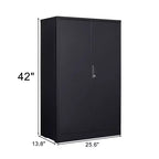 MAYEERTY Armoire de rangement pliable en métal noir avec serrure, étagère réglable pour la maison, le bureau, l'école, le garage