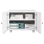 MAYEERTY Meuble de rangement mobile blanc en métal pour imprimante, avec étagère réglable et roulettes