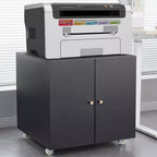MAYEERTY White Mobile Metal Printer Stand with Storage, Adjustable Shelf File Cabinet on Wheels