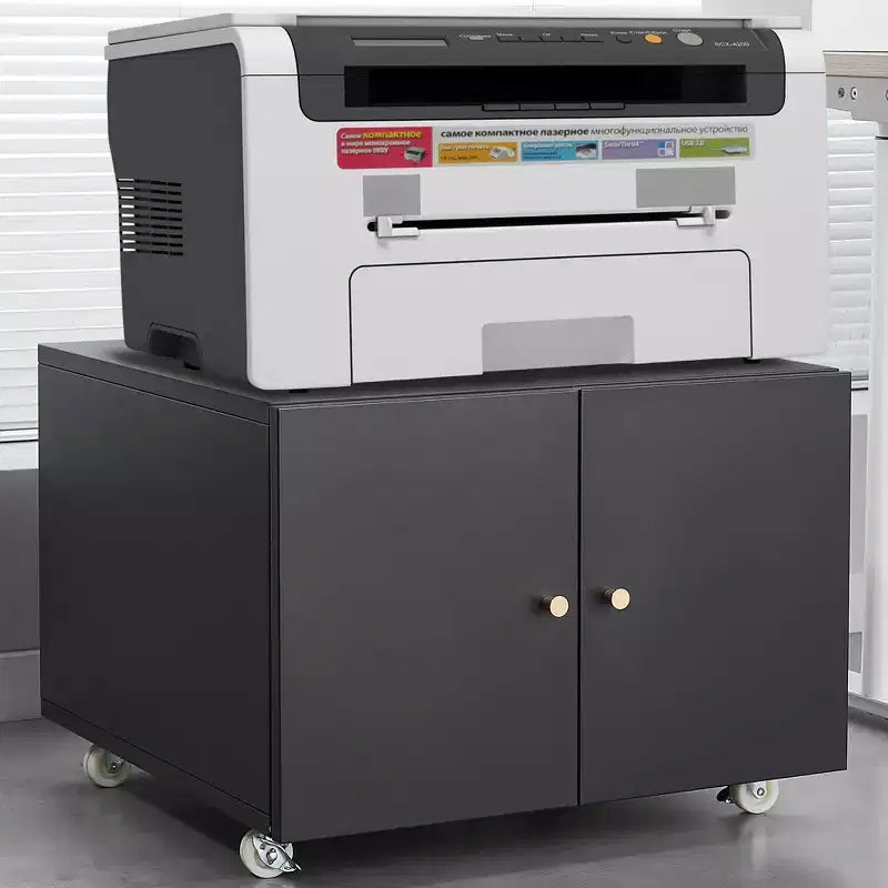MAYEERTY Meuble de rangement mobile blanc en métal pour imprimante, avec étagère réglable et roulettes