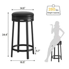 COZONY Lot de 4 tabourets de bar pivotants de 61 cm, tabourets modernes sans dossier en cuir PU avec repose-pieds et structure en métal pour îlot de cuisine