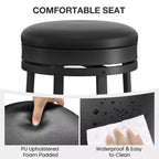 COZONY Lot de 4 tabourets de bar pivotants de 61 cm, tabourets modernes sans dossier en cuir PU avec repose-pieds et structure en métal pour îlot de cuisine