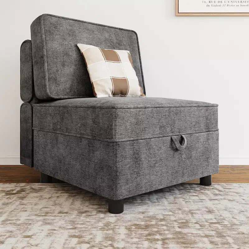 Module central de canapé sectionnel modulable avec espace de rangement, dossier réglable sur 11 angles, gris 79 P x 66 L x 84 H cm