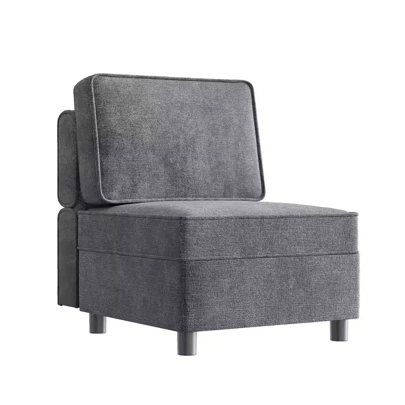 Module central de canapé sectionnel modulable avec espace de rangement, dossier réglable sur 11 angles, gris 79 P x 66 L x 84 H cm