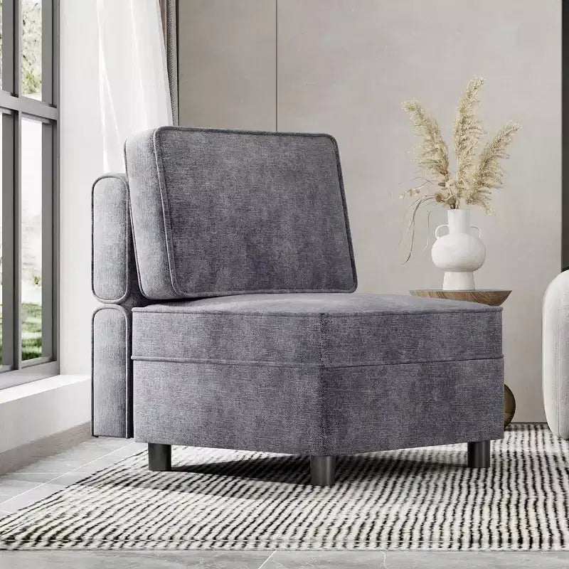 Module central de canapé sectionnel modulable avec espace de rangement, dossier réglable sur 11 angles, gris 79 P x 66 L x 84 H cm