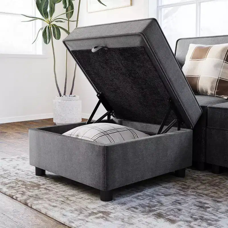 Module central de canapé sectionnel modulable avec espace de rangement, dossier réglable sur 11 angles, gris 79 P x 66 L x 84 H cm