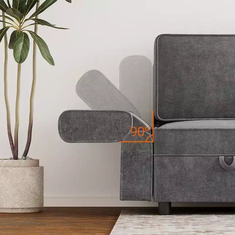 Module central de canapé sectionnel modulable avec espace de rangement, dossier réglable sur 11 angles, gris 79 P x 66 L x 84 H cm