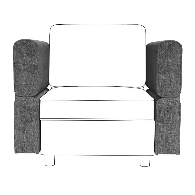 Module central de canapé sectionnel modulable avec espace de rangement, dossier réglable sur 11 angles, gris 79 P x 66 L x 84 H cm