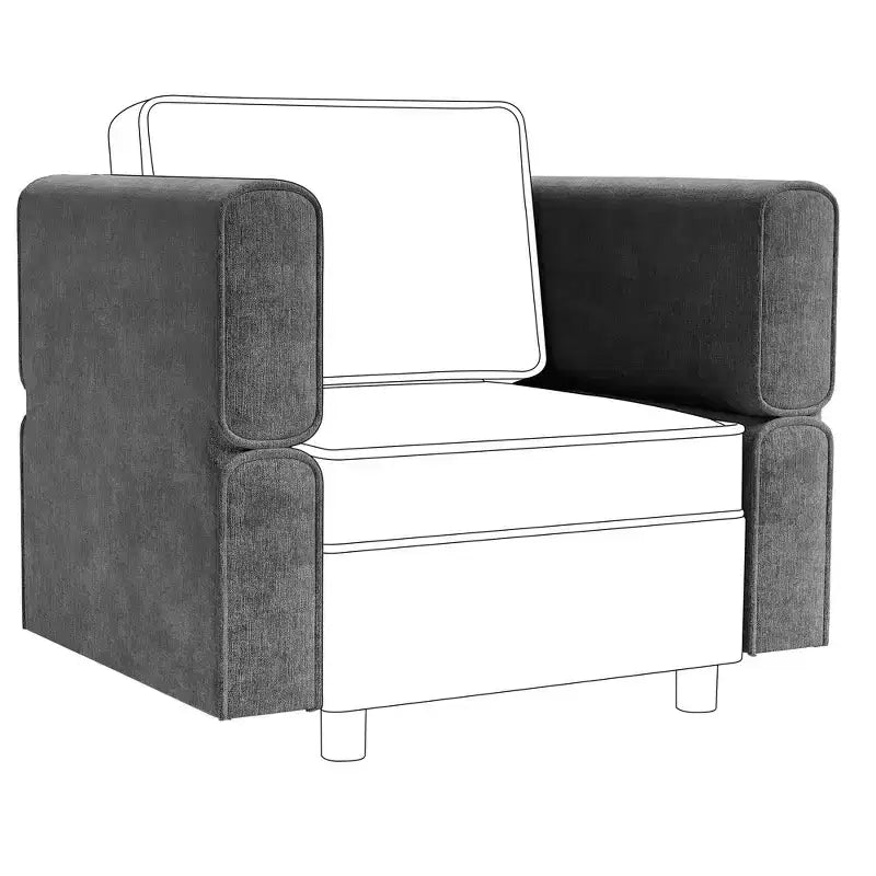 Module central de canapé sectionnel modulable avec espace de rangement, dossier réglable sur 11 angles, gris 79 P x 66 L x 84 H cm