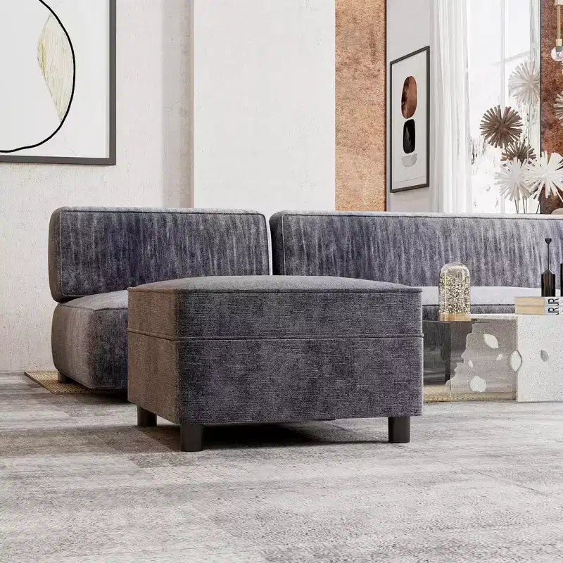Module central de canapé sectionnel modulable avec espace de rangement, dossier réglable sur 11 angles, gris 79 P x 66 L x 84 H cm