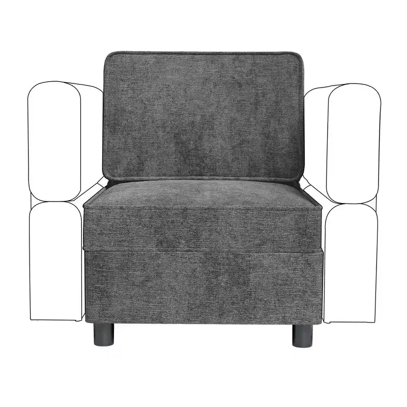 Module central de canapé sectionnel modulable avec espace de rangement, dossier réglable sur 11 angles, gris 79 P x 66 L x 84 H cm