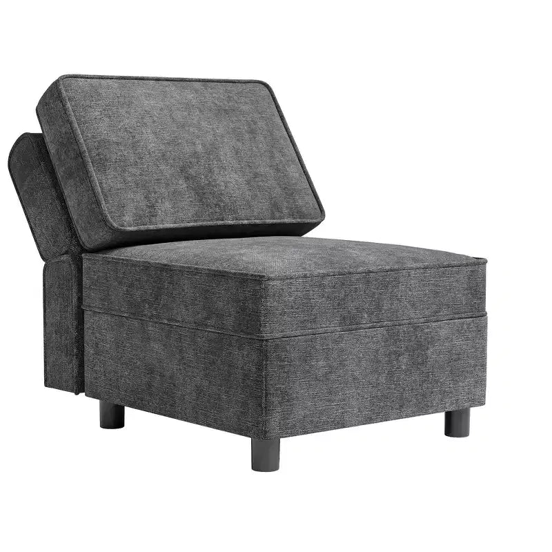 Module central de canapé sectionnel modulable avec espace de rangement, dossier réglable sur 11 angles, gris 79 P x 66 L x 84 H cm